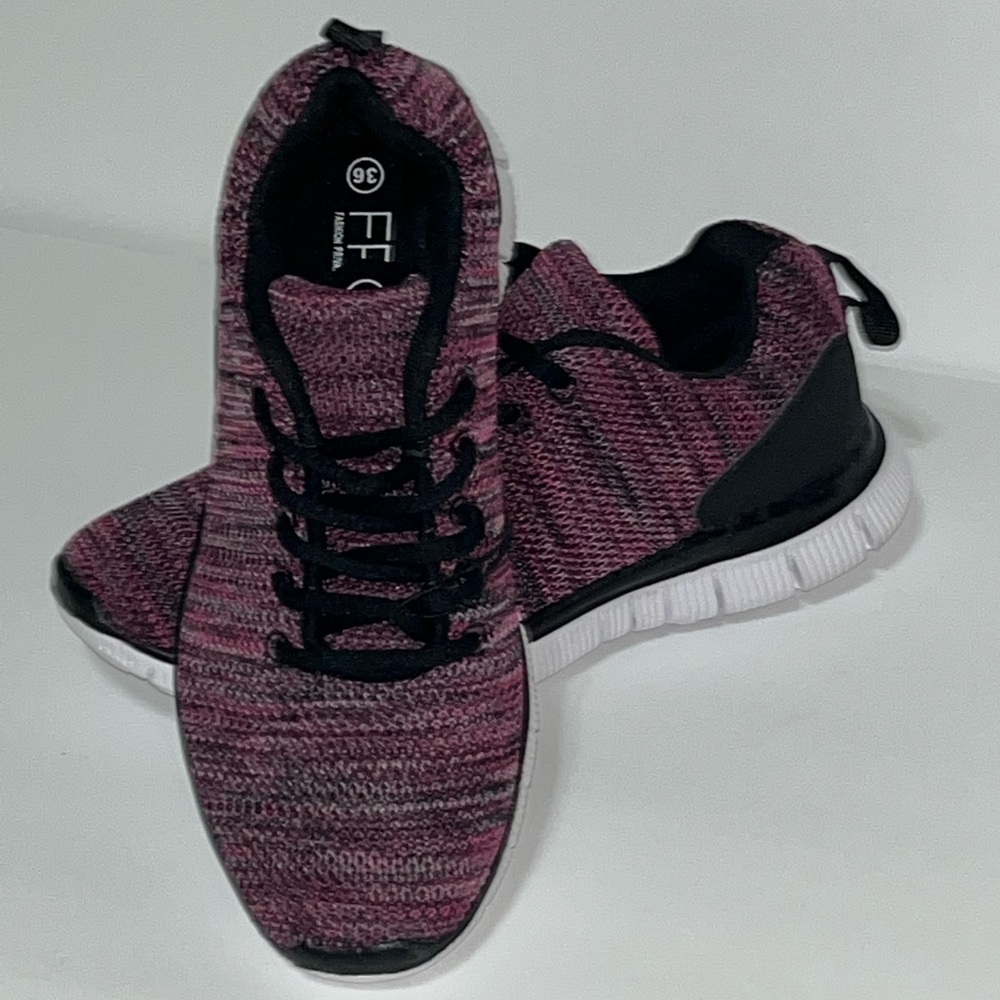Black and pink mesh sneakers